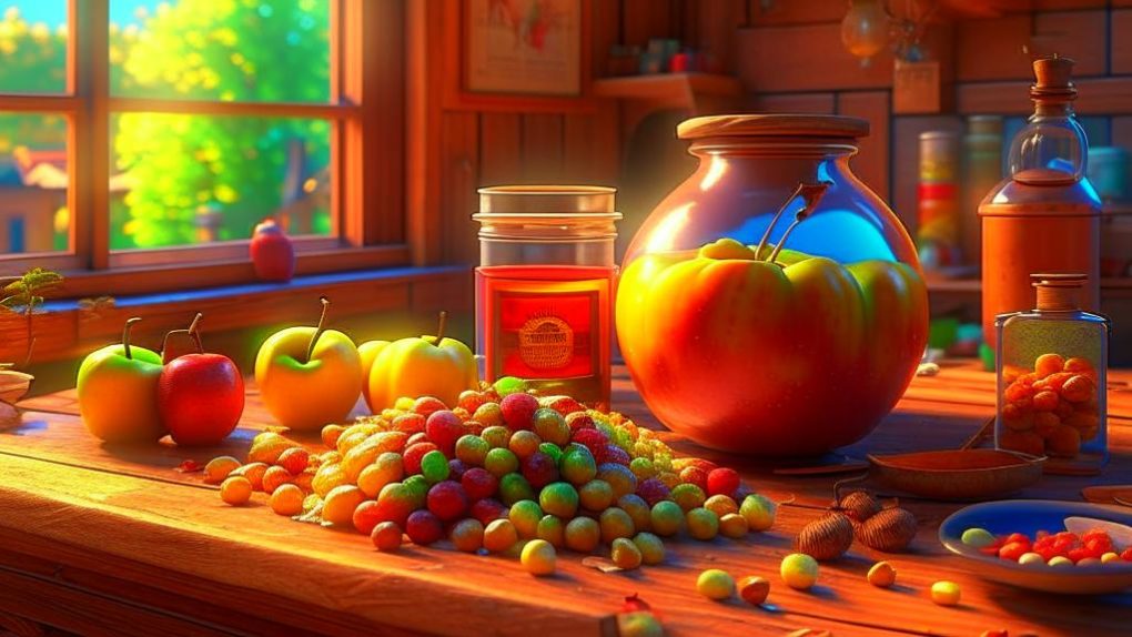 орехи, яблоки и мед лежат на деревянном столе в русском доме (1)