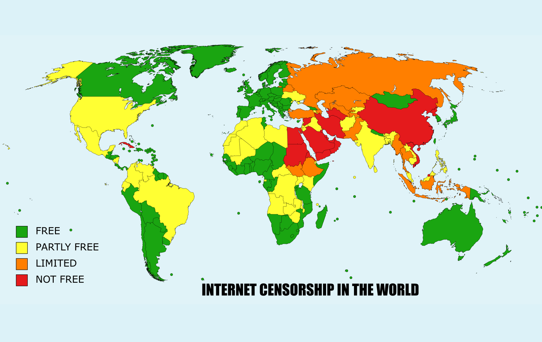 Карта свободы интернета по странам мира на 2020 год