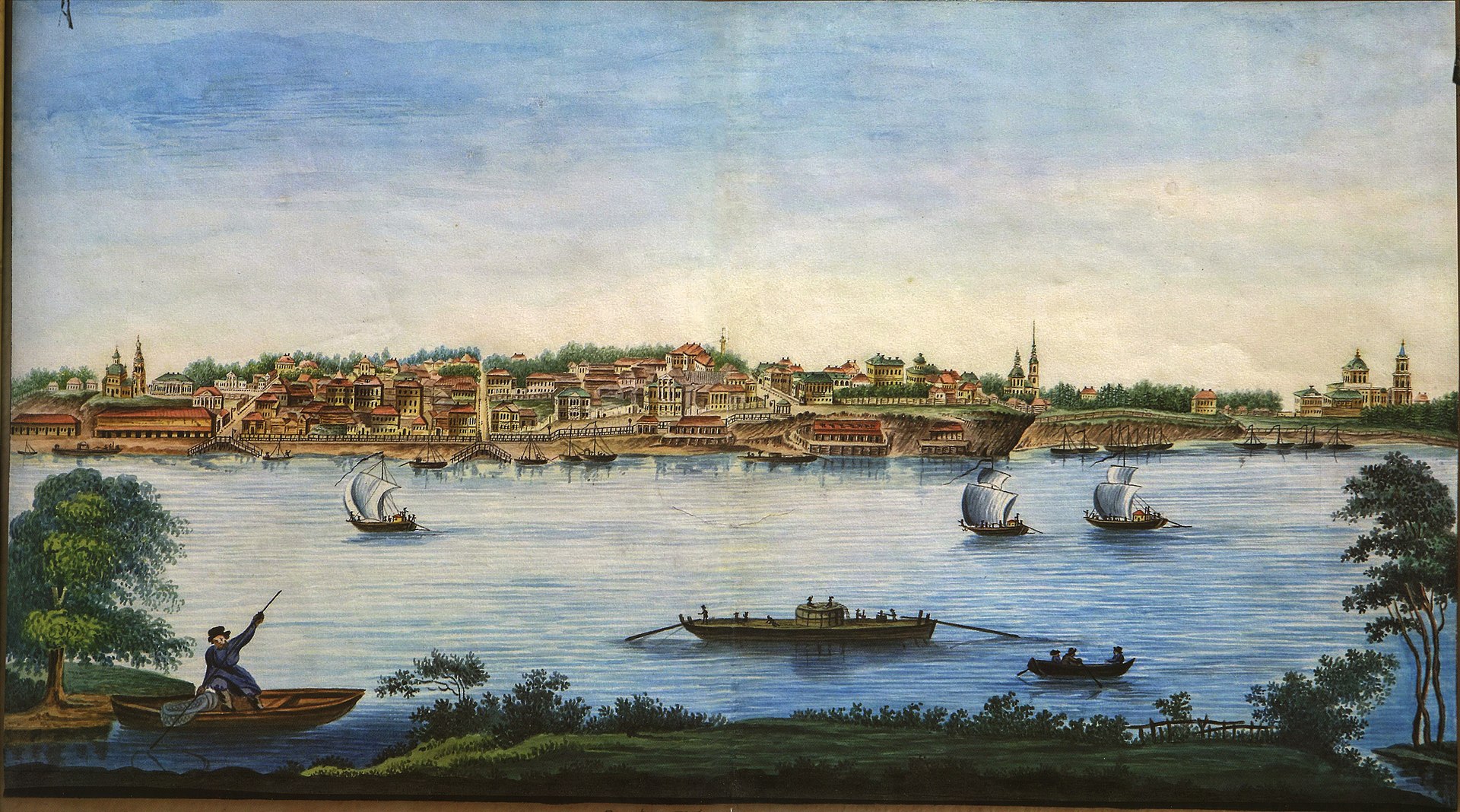 П. Е. Размахнин. Вид Перми. Акварель 1832 года П. Е. Размахнин. Вид Перми. Акварель 1832 года