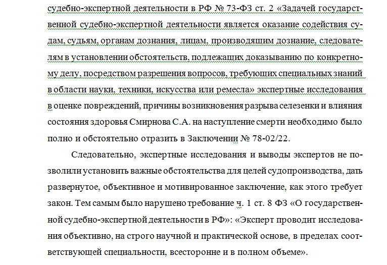 Заключение эксперта из Санкт-Петербурга