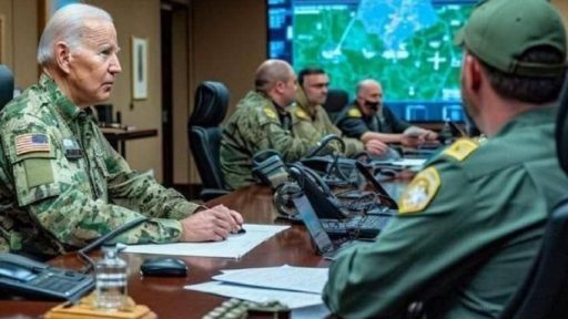 Байден в военной форме в ситуационном центре