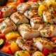 куриное филе на сковороде с болгарским перцем и цуккини