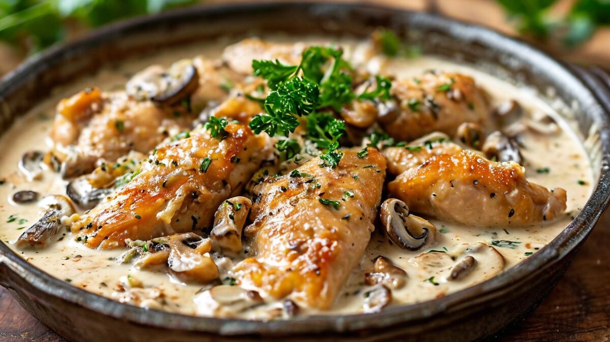 русская кухня курица с грибами в сметанном соусе