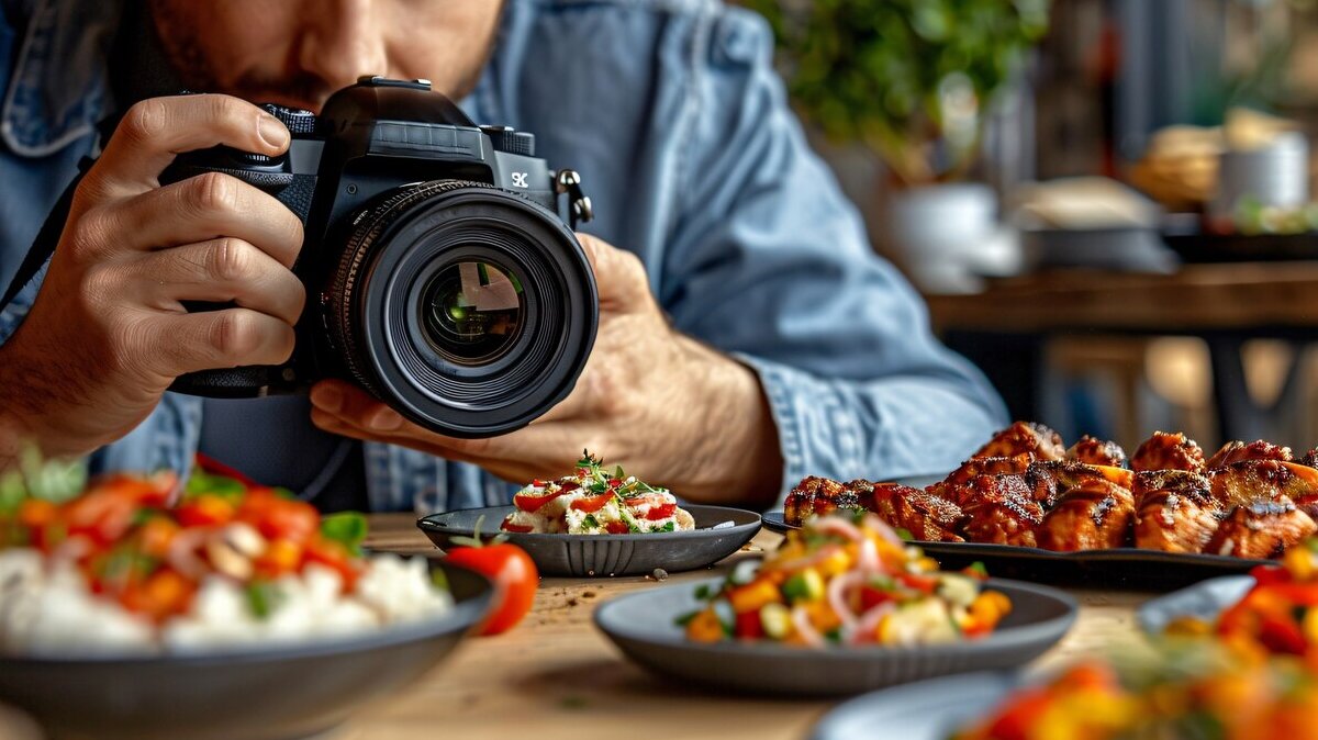 профессия мужчина фотографирует еду