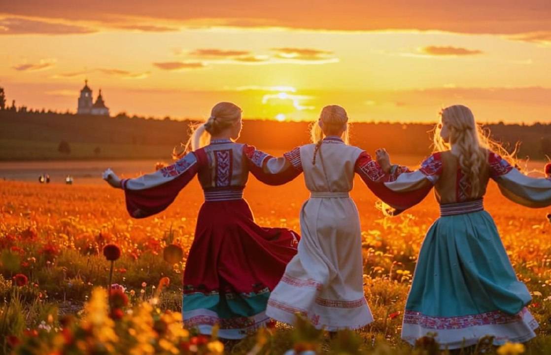 Русские люди водят хоровод