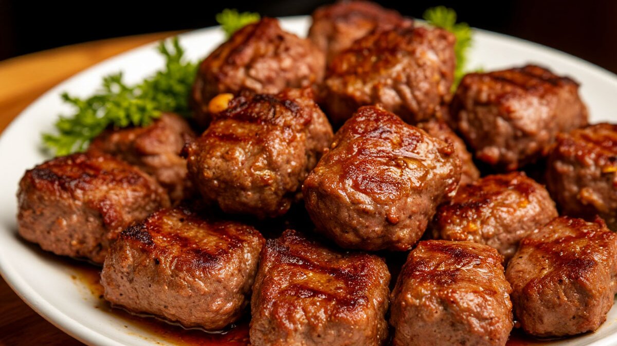 мясо шашлык на тарелке