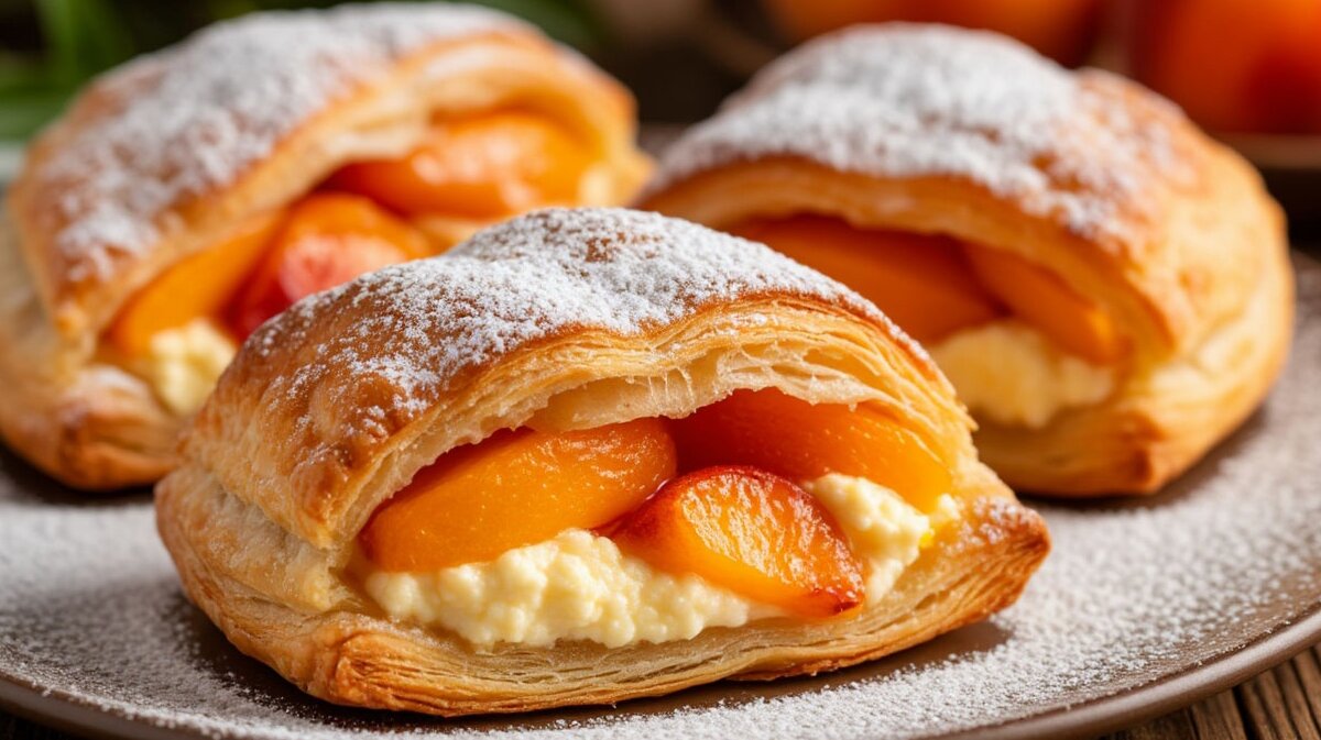десерт пирожные с творогом и персиками