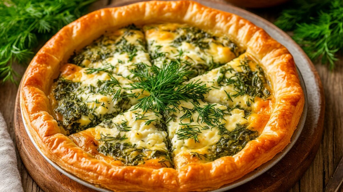 выпечка пирог с творогом и укропом