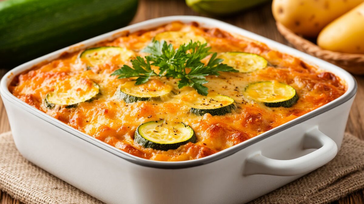 рецепты запеканка из картофеля фарша и кабачков