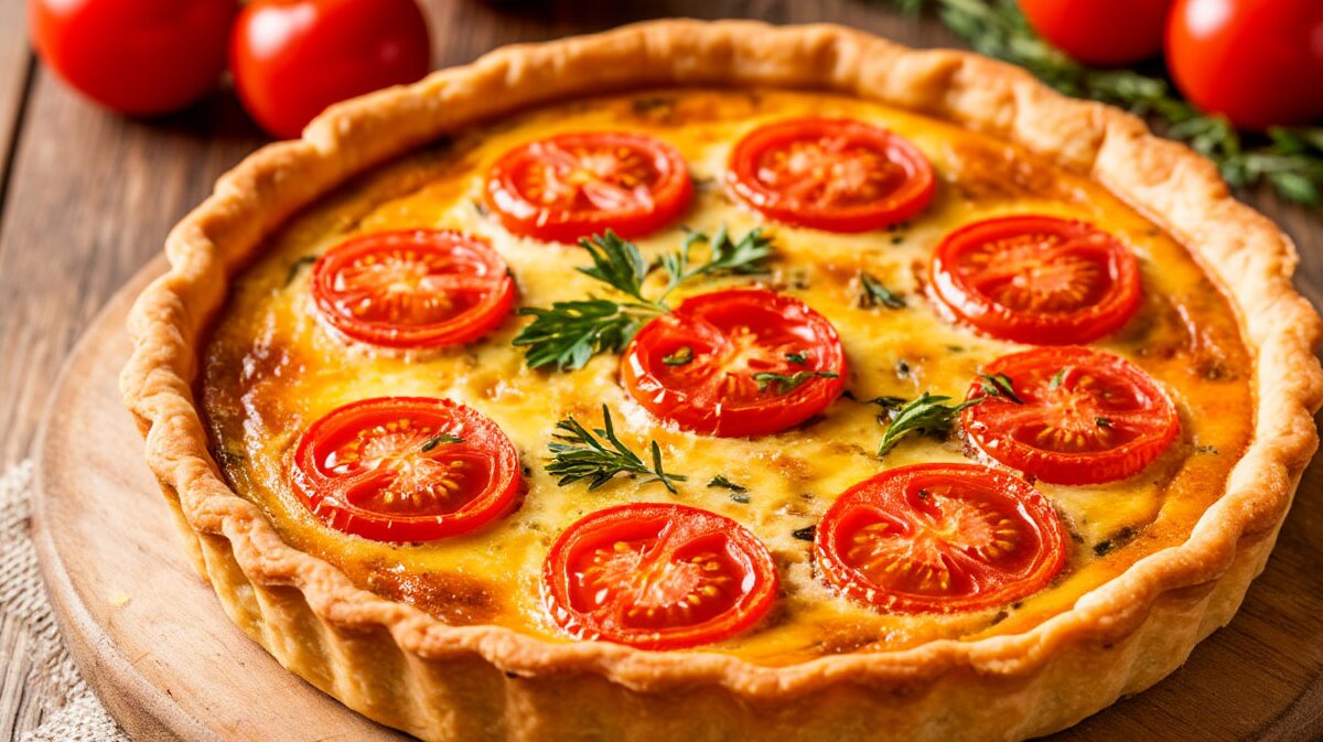 пирог киш с помидорами