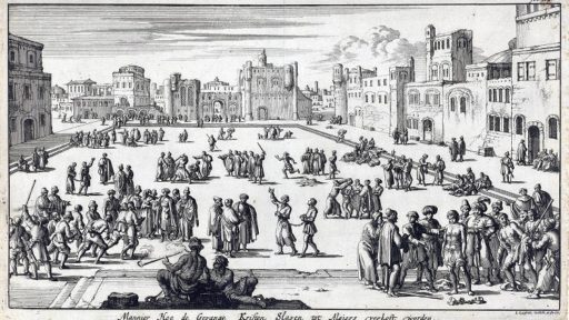 Christelijke_gevangenen_worden_op_een_plein_te_Algiers_als_slaaf_verkocht,_Jan_Luyken,_1684